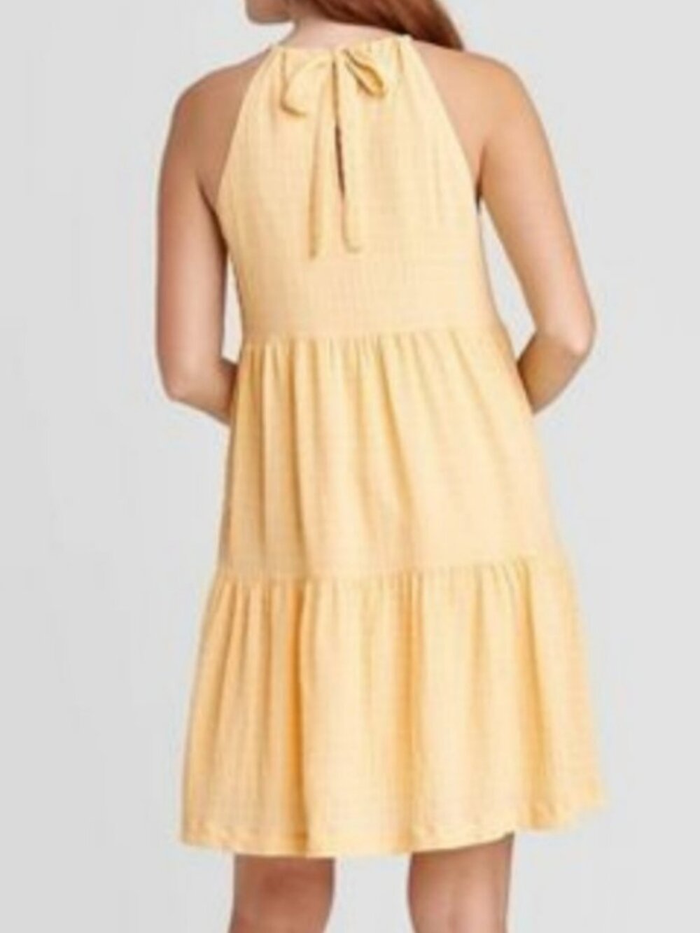 NWT A New Day Pale Yellow Tiered Halter Dress - Picture 2 of 6